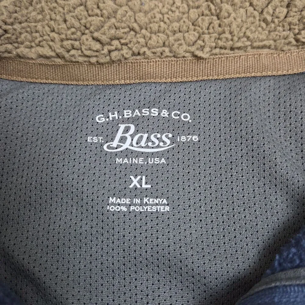 GH Bass 1/4 Zip Pullover Sweater Fleece Mock Sherpa Lined Collar Blue Men's XL